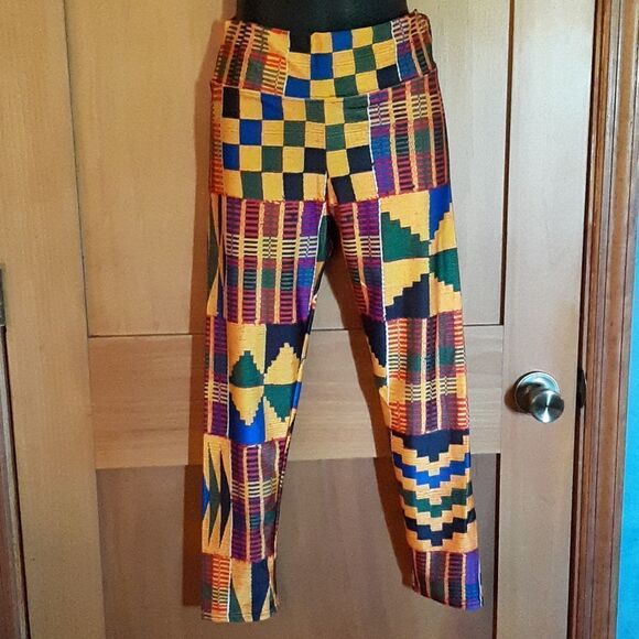 BAIKUTOUAN African Kente Cloth Ethnic Art Pattern Yoga Pants Size M - Picture 8 of 9